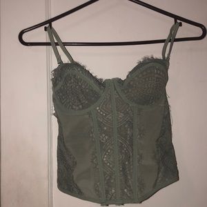 GARAGE Corset Lingerie Crop Top Sage Green